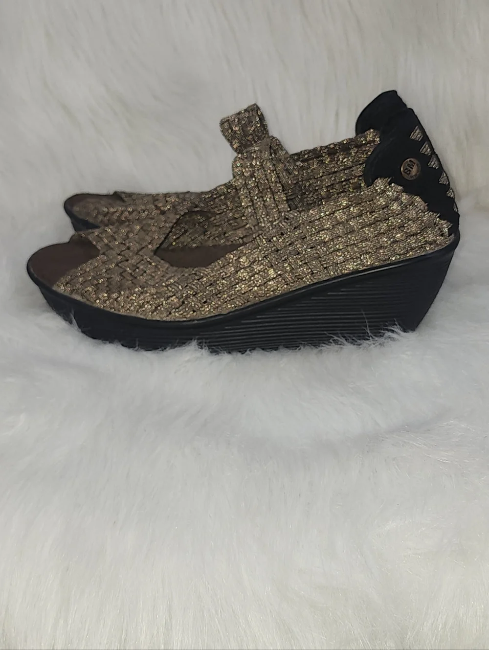 Bernie Mev 'Calypso' Woven Platform Wedge Sandal - Bronze/ Black- 40 / 9.5 USA